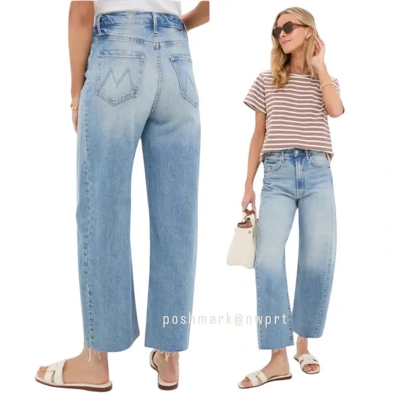 MOTHER Half Pipe Ankle Fray I Confess High Waist Wide Leg Crop 23 - Picture 2 of 16